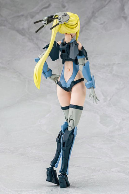 [預訂] V.F.G. VF-25S 超級彌賽亞模型背面照，藍色戰衣，金色長髮。