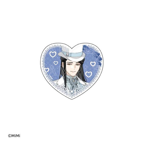 藍曦臣壓克力貼紙，心形邊框，戴著帽子。