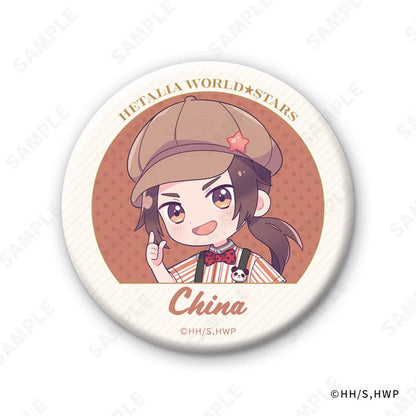 義呆利 交換徽章：吊帶造型，中國角色，帽子上有星星，指著上方。