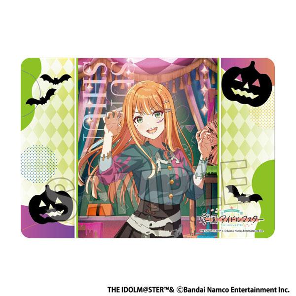 學園偶像大師遊戲墊：紫雲清夏萬聖節插圖，角色穿著萬聖節服裝，背景有南瓜和蝙蝠圖案。