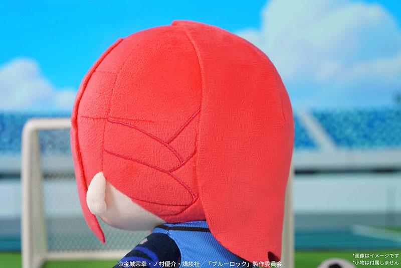 [預訂] 藍色監獄 千切豹馬 毛公仔的背面，紅色頭髮，穿著藍色球衣。