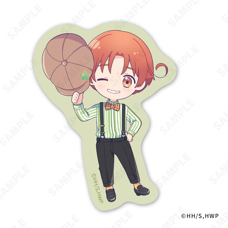 [預訂]義呆利交換貼紙，背帶褲造型，其中一款設計，角色眨眼微笑並拿著帽子。