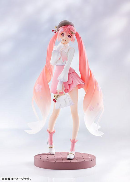 [預訂] POP UP PARADE 櫻初音 賞花穿搭Ver. 完成品模型，粉色雙馬尾，賞花主題服裝，手持白色小包。