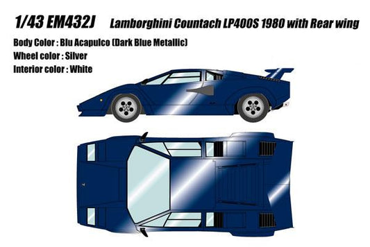 [Pre-order] 1/43 Lamborghini Countach LP400S 1980 Rear Wing Blue Acapulco "December 24 Pre-order"