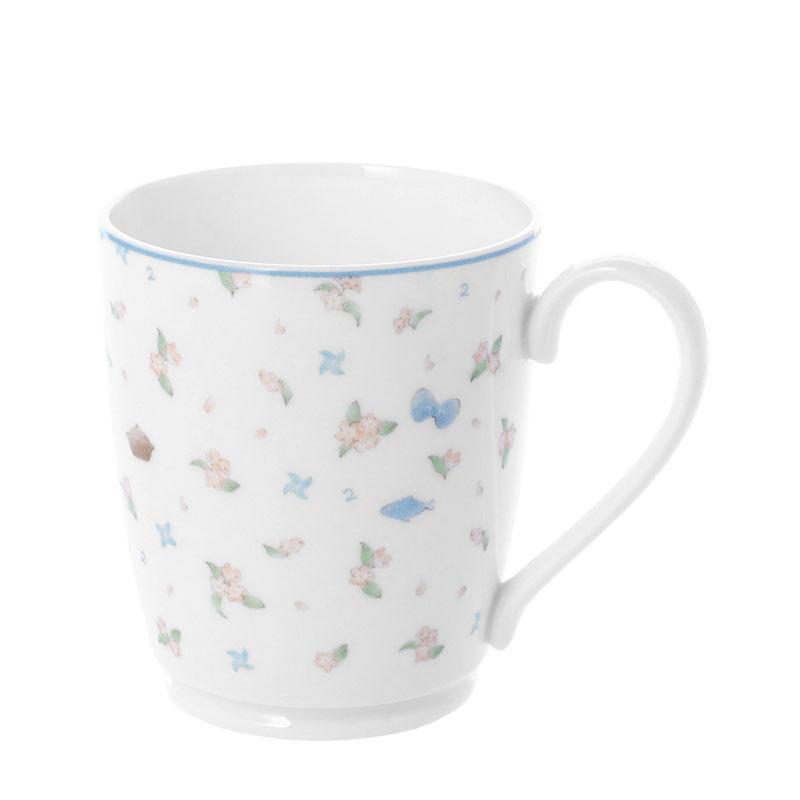 [預訂] 忍者亂太郎 Noritake Collabo 二年生 Cute Flower 馬克杯，白色底，花朵圖案。