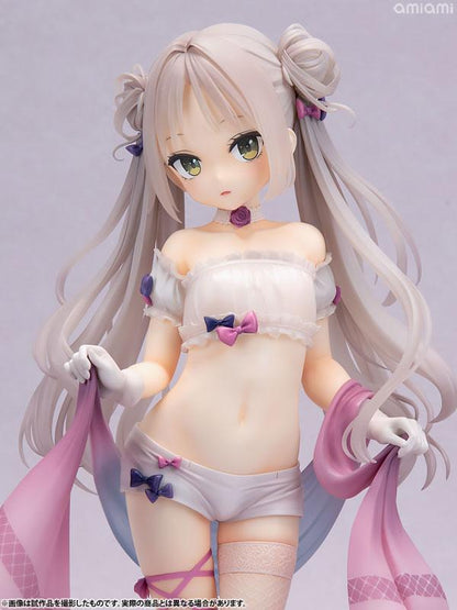 栫香那子 illustrated by 米奇王 1/5.5 完成品模型，穿著白色內衣，手持粉色薄紗。