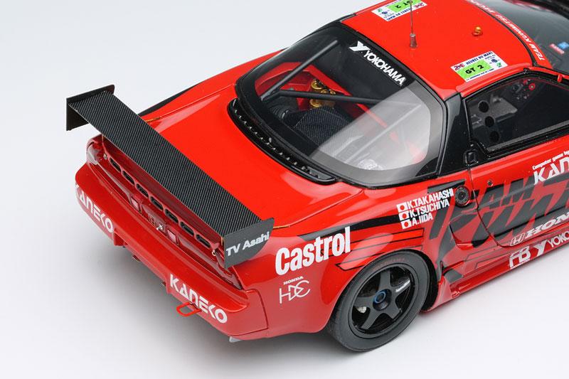 1/43 本田 NSX GT2 “車隊國光” 利曼24小時耐力賽 1995 No.84 夜間版本模型車後視圖，紅色車身帶贊助商標誌。