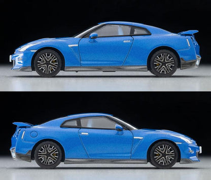 [預訂] Tomica LV-N350b NISSAN GT-R Premium edition 2025 model (青) 側面圖。