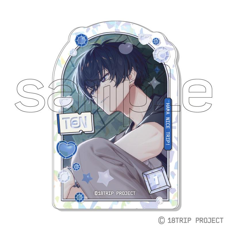 [預訂] 18TRIP 珠寶牌Collection Vol.1其中一款設計，半身角色立牌，背景有寶石裝飾。