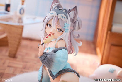 [預訂] 晚安狼 灰乃 illustration by Henreader 1/6 完成品模型：灰乃角色模型，身穿藍色毛衣，正在吃熱狗。