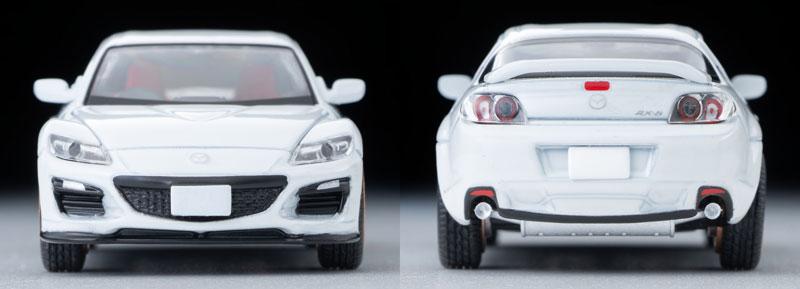 [預訂] Tomica Limited Vintage Neo LV-N314e Mazda RX-8 Spirit R (白) 2012年式 前後視圖。
