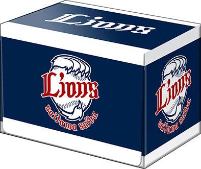 武士道牌組收納盒，埼玉西武獅隊設計，藍白配色，帶球隊標誌。