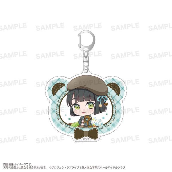 [預訂] 「Love Live!蓮之空女學院學園偶像俱樂部」百生吟子泰迪熊ver.鑰匙圈圖，熊造型底座，人物抱著泰迪熊。