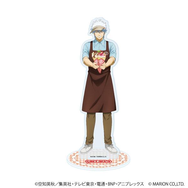 坂田銀時可麗餅ver.立牌，身穿圍裙，手持可麗餅的原創插圖。