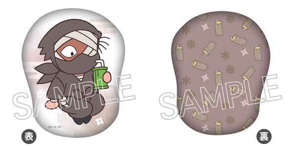 [預訂] 忍者亂太郎 模切靠墊，雜渡昆奈門手持飲料，背面圖案為燈籠。