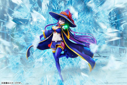 [預訂] 紅戰士在異世界成了冒險者 伊多拉·阿波羅 1/7 完成品模型，法師裝扮，手持綠色能量，冰雪背景。