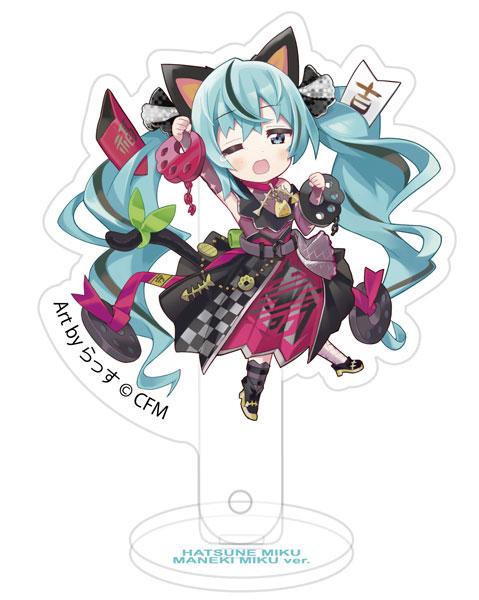 [預訂] 「初音未來×招財貓」一石二鳥道具＆支架 Art by らっす 黑貓 立起右手《24年5月預約》